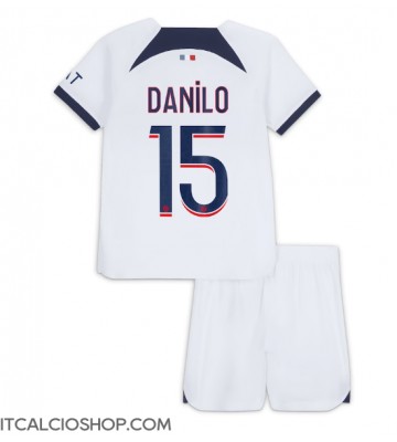 Paris Saint-Germain Danilo Pereira #15 Seconda Maglia Bambino 2023-24 Manica Corta (+ Pantaloni corti)